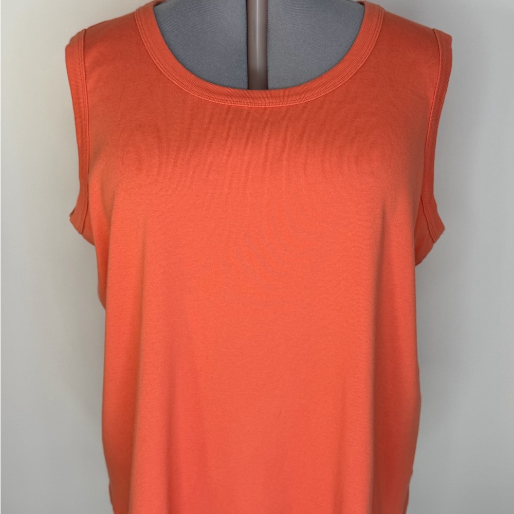 CJ Banks Tank Top Womens 3X Orange Scoop Neck Sleeveless Cotton Jersey Basic